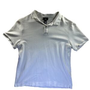 H&M Regular Fit Ribbed Ivory Polo Shirt Size Large